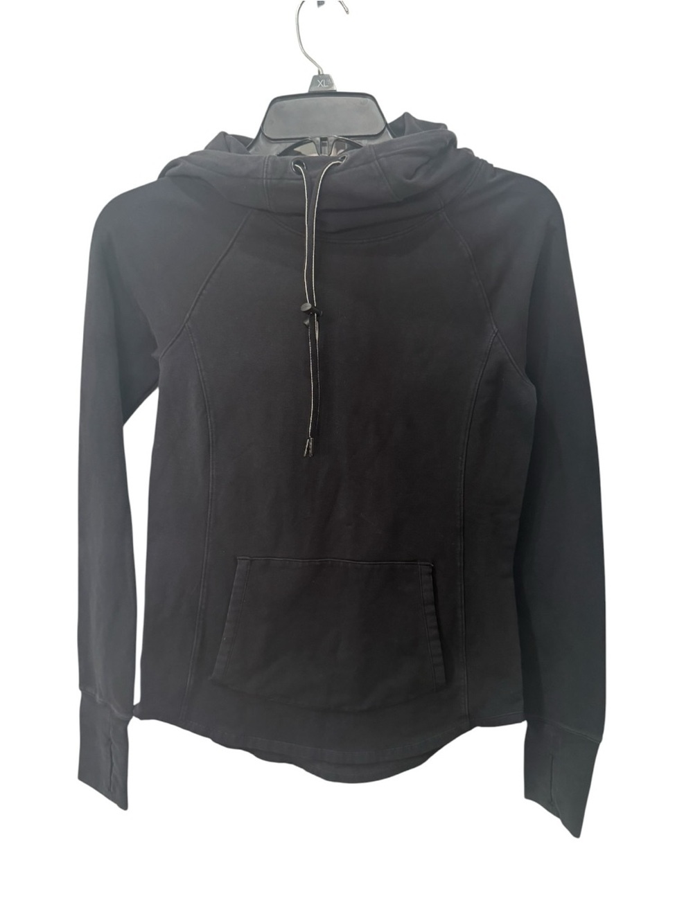 Athleta women's hoodie features a cowl neck with a drawstring and thumbholes XXS